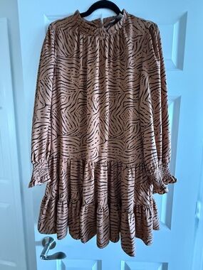 Nine West Tan & Black Zebra-Print Mini Dress